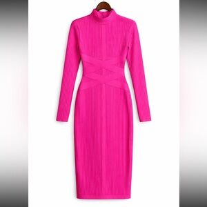 VENUS Vibrant Pink Long Sleeve Dress